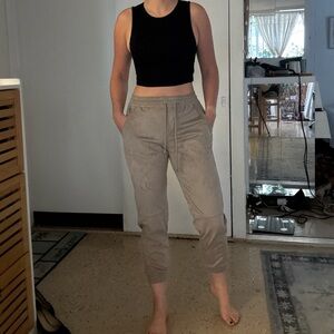 Zara Taupe Soft Faux Suede Jogger Pants